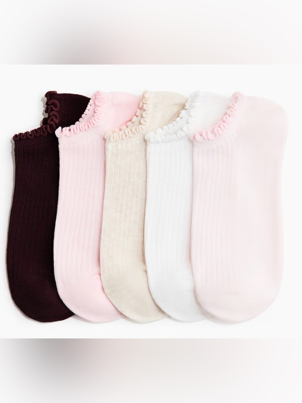 H&M NWT Women’s 5-Pack Light Pink, Beige, Burgundy & White Socks